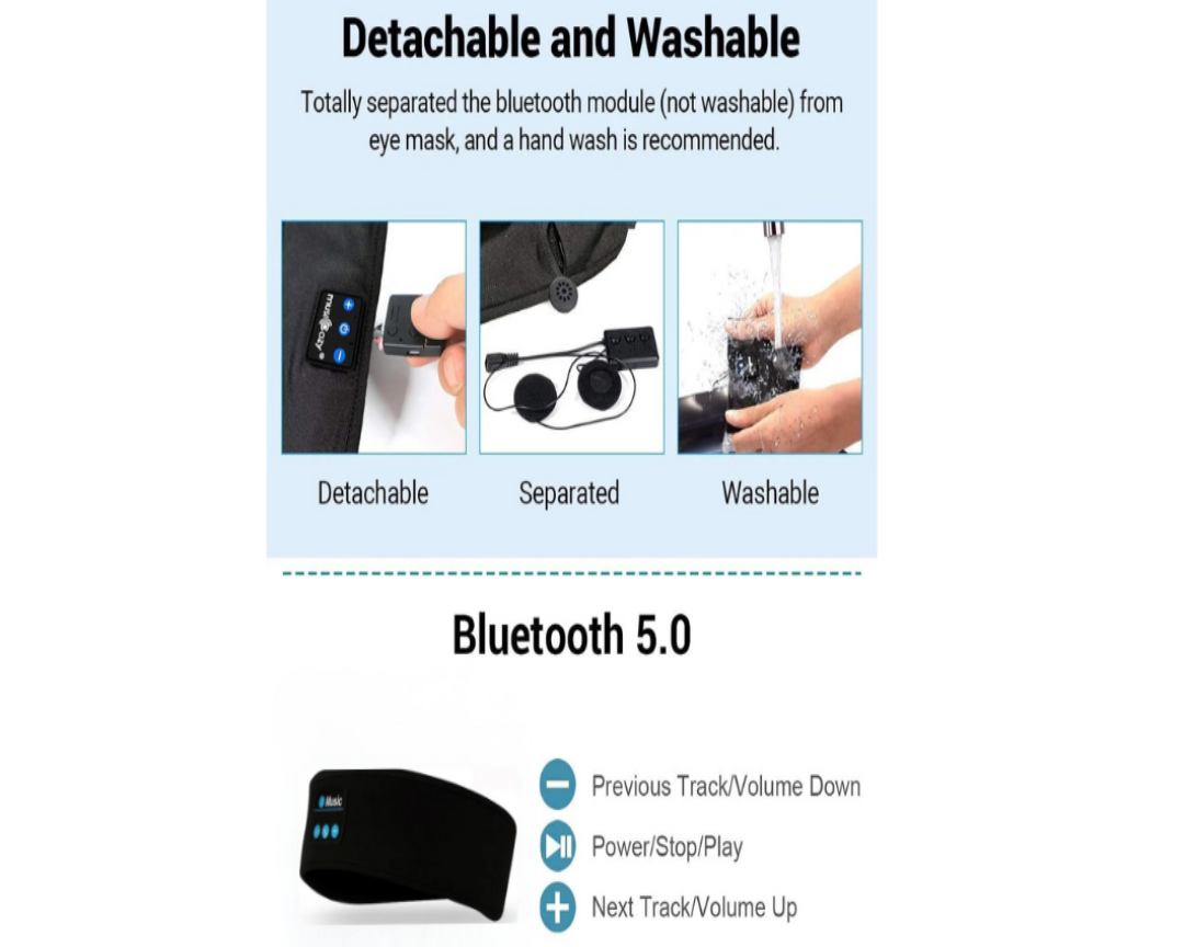 Bluetooth Sleep Headphones & Sports Headband | 3-in-1 Ultra-Soft Wireless Music Mask for Sleeping, Running & Yoga | GoWowMe
