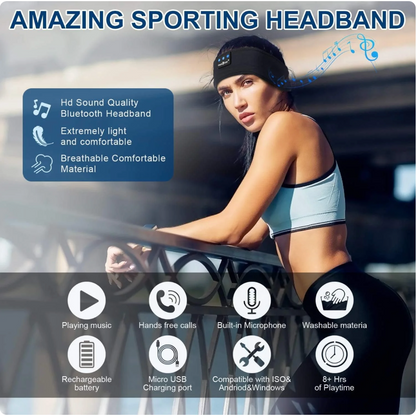 Bluetooth Sleep Headphones & Sports Headband | 3-in-1 Ultra-Soft Wireless Music Mask for Sleeping, Running & Yoga | GoWowMe